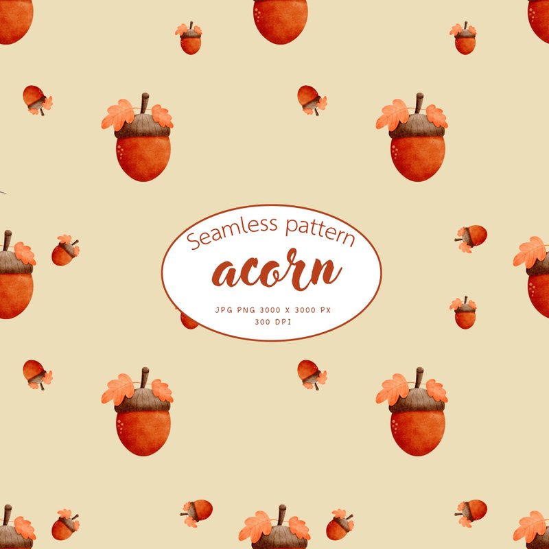 Seamless oak pattern, digital paper - Logo 設計/圖案設計 - 其他材質 