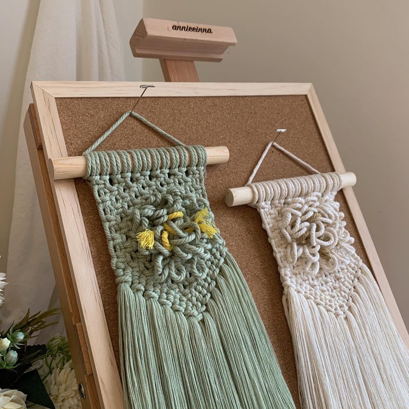 Macrame 手工 編織 優雅 小花 流蘇 吊飾 - 擺飾/家飾品 - 棉．麻 白色