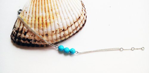 irisjjewellery 綠松石 Turquoise手鏈 100%自家設計手工製-純白鏈-Long Vocation系列