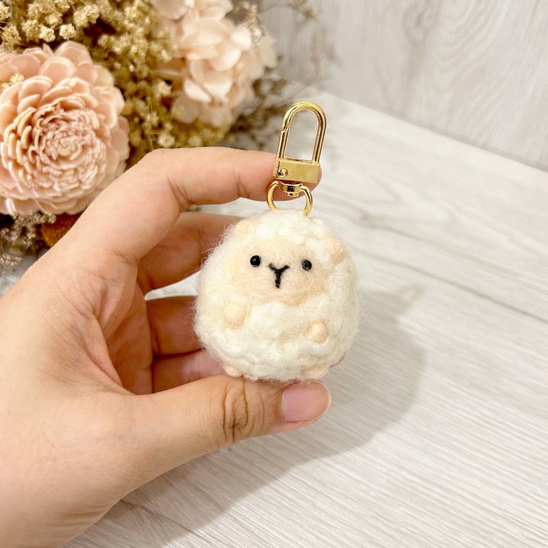 Cloud Lamb Mini Pendant Wool Felt Doll Healing Gift - Stuffed Dolls & Figurines - Wool White