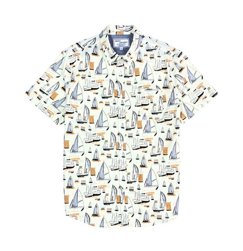 Modern Liberation Men's Sail Boat Print Shirt 帆船圖案襯衫 - 白色