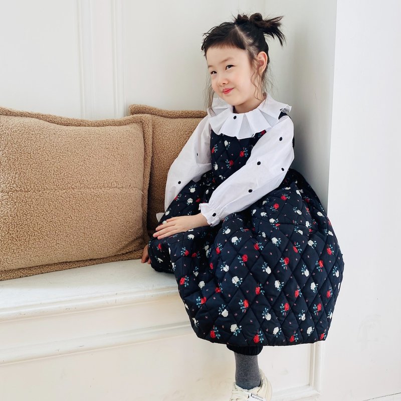 Small Floral Shop Cotton Black Vest Dress/One-Piece Dress Dress Skirt Children's Wear Parent-child Wear - Skirts - Other Materials Black