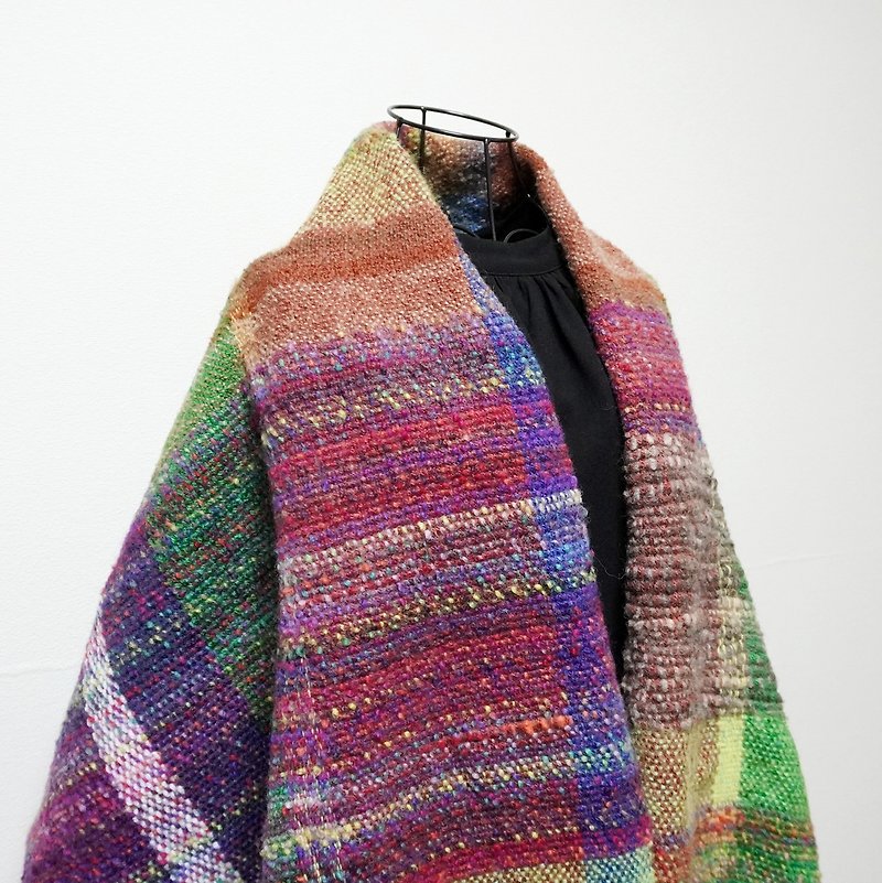 Large hand-woven blanket 55166 - ผ้าพันคอถัก - ขนแกะ หลากหลายสี