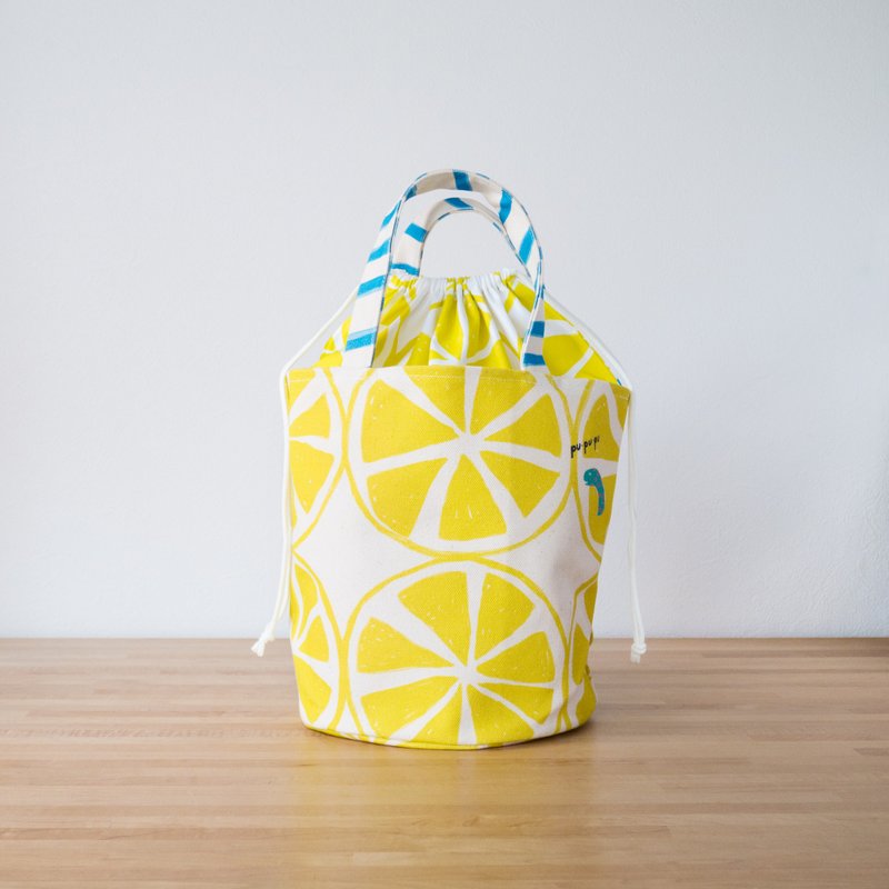 Bucket type tote bag lemon - Handbags & Totes - Cotton & Hemp Yellow