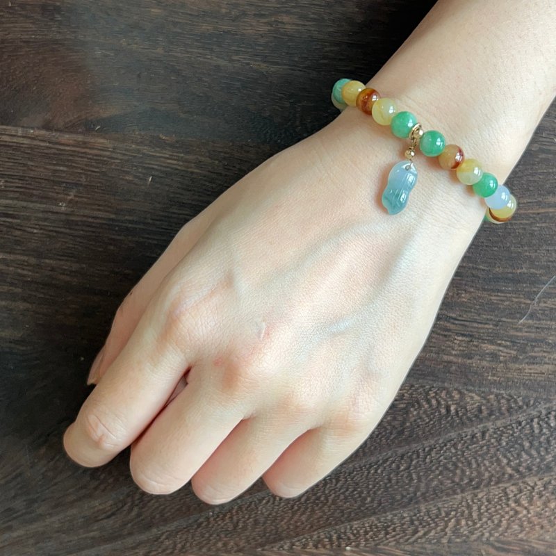 Niancui-Myanmar Natural A-grade Jadeite-Special Tricolor Jadeite Design Bracelet - Bracelets - Jade Multicolor