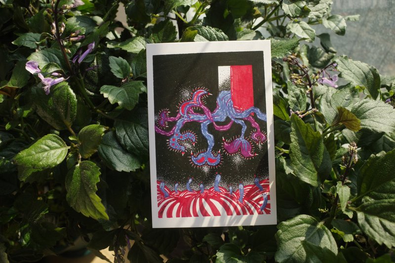 捕蠅草 原創馬克筆手繪插畫 明信片 148×100mm 1張 - 心意卡/卡片 - 紙 多色