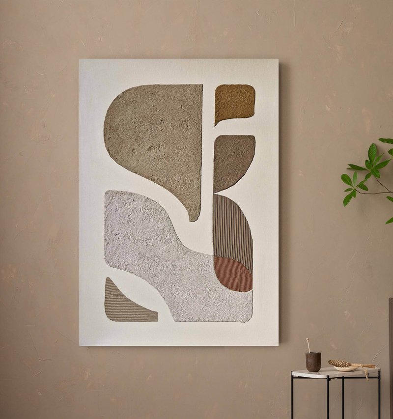 Textured Brown Abstract Painting | Textured Painting | Brown Wall Art |  Bay 3 - 壁貼/牆壁裝飾 - 棉．麻 咖啡色