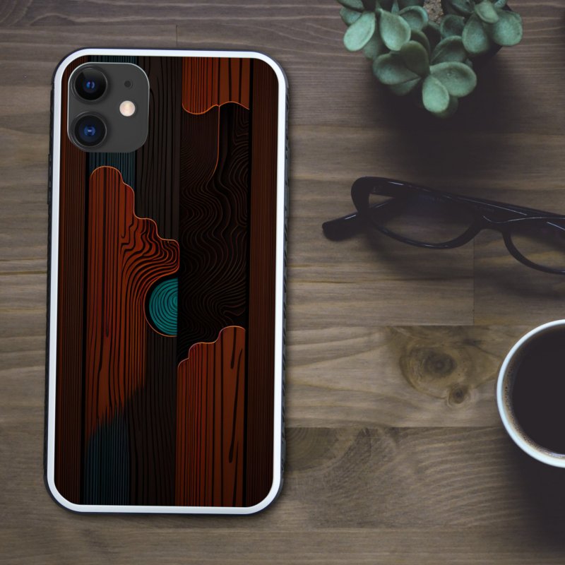 A chic, stylish and retro wood grain smartphone case with a luxurious and Japanese feel [tempered glass finish] Compatible with iPhone 16 - เคส/ซองมือถือ - พลาสติก หลากหลายสี