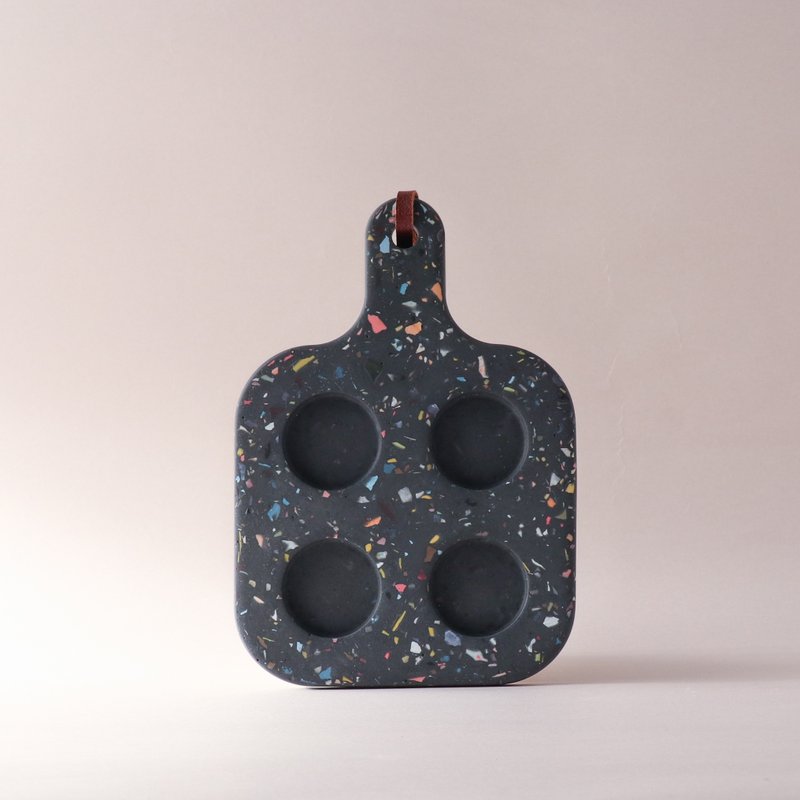 Jesmonite英國礦石樹脂/Shot盤-黑色萬花筒經典水磨 - 擺飾/家飾品 - 環保材質 