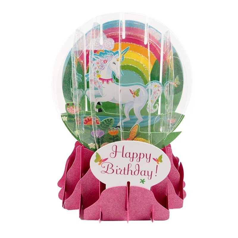 雪球卡-彩虹獨角獸【Up With Paper-立體卡片 生日祝福】 - 卡片/明信片 - 紙 多色