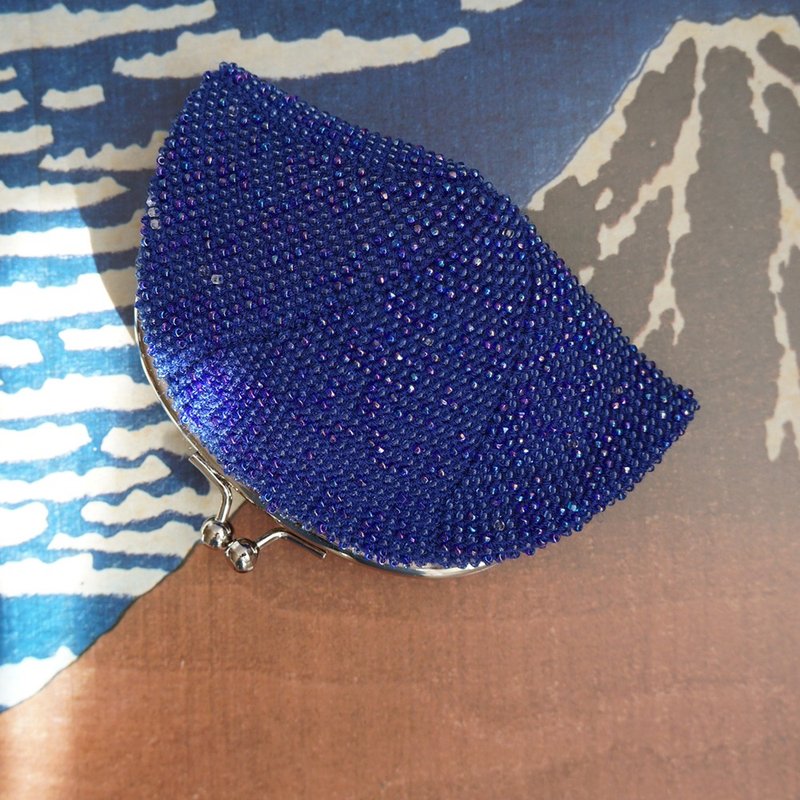 Ba-ba handmade Seedbeads crochet pouch No.2012 - 錢包/皮夾/長短夾 - 其他材質 藍色