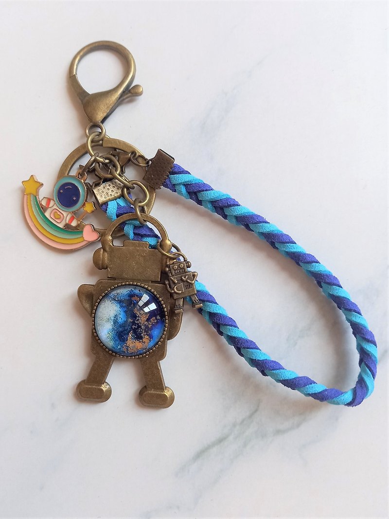 酒精墨水編織手鍊鑰匙圈/星星小孩 - 鑰匙圈/鎖匙扣 - 其他金屬 藍色