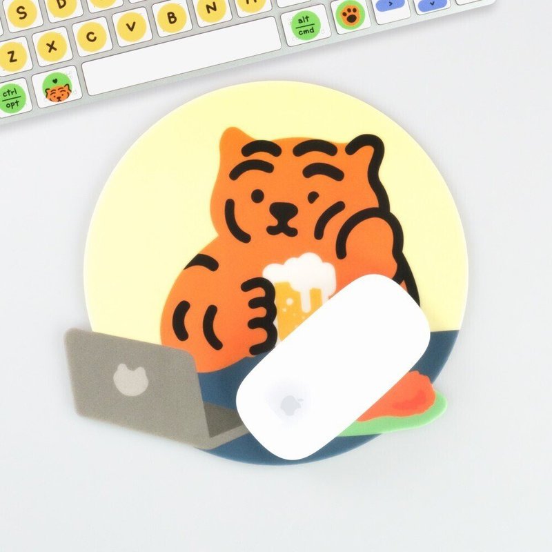 Lying Fat Tiger Chicken & Beer Tiger PVC Mouse Pad Chicken & Beer Tiger - Mouse Pads - Other Materials 