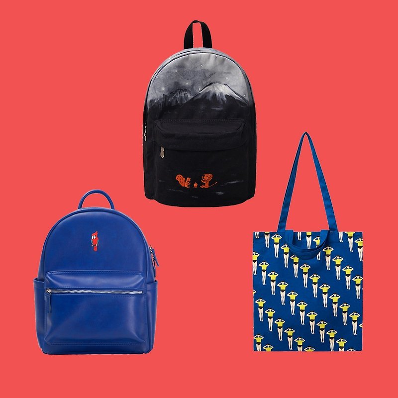 Goody Bag-YIZISTORE週年慶福袋 兩隻後背包+一隻環保袋 - 背囊/背包 - 其他材質 