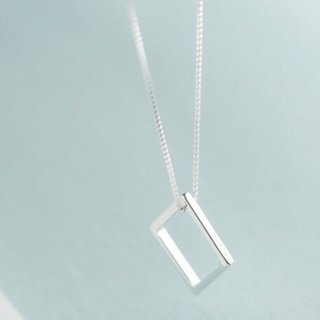 Big staff Taipa [handmade silver] geometric square sterling silver necklace