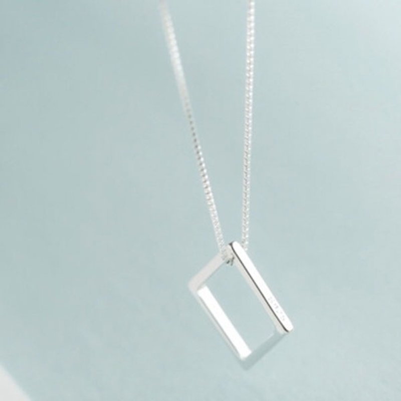 Big staff Taipa [handmade silver] geometric square sterling silver necklace - สร้อยคอ - เงินแท้ สีเงิน