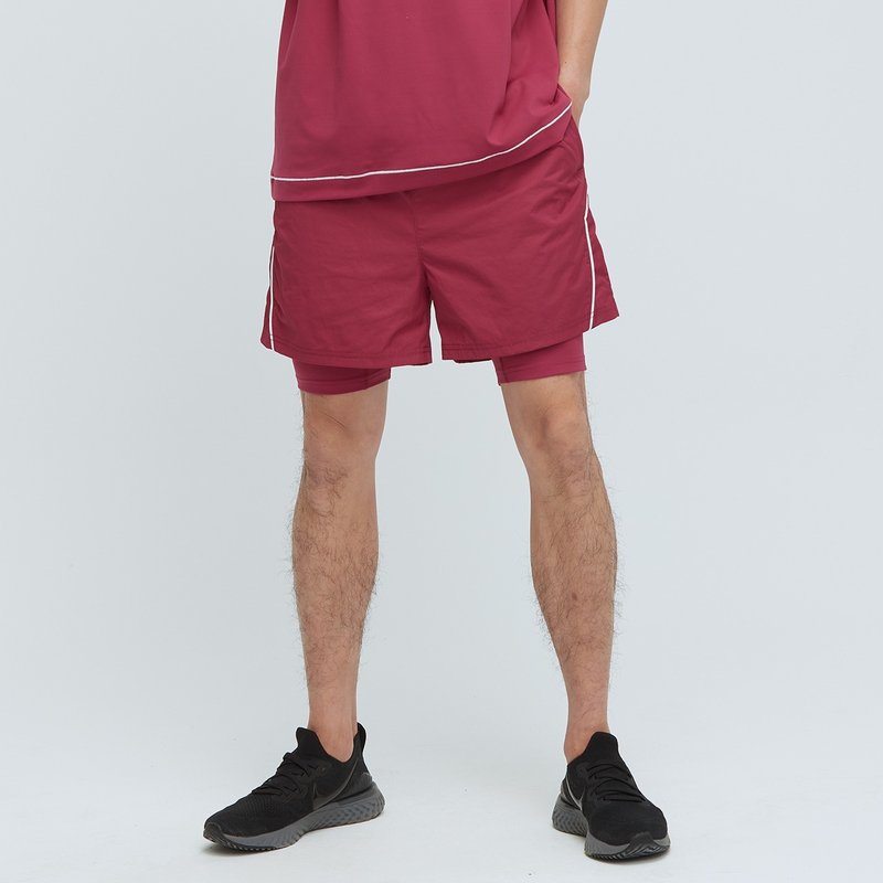 Ultracool-cool feeling two-in-one sports shorts (male)-raspberry deep pink - Men's Shorts - Polyester Red