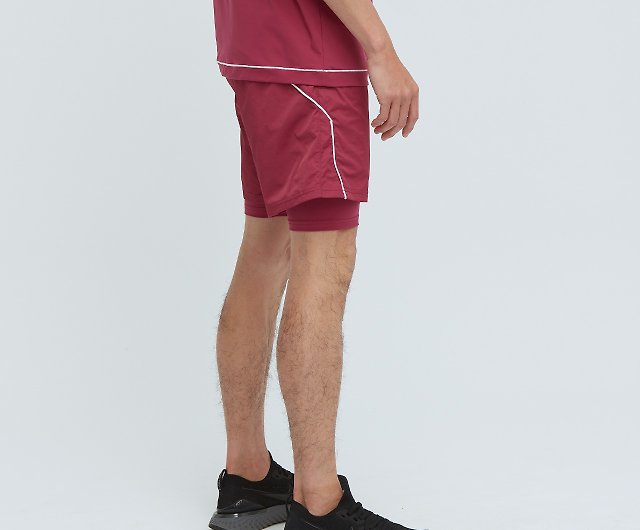 Ultracool-cool feeling two-in-one sports shorts (male)-raspberry deep pink  - Shop VOUX Men's Shorts - Pinkoi