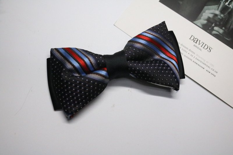 SILK STRIPE color bump point bow tie / double bow tie - Ties & Tie Clips - Silk Multicolor