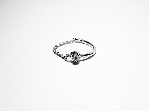 irisjjewellery 925銀鍍18K白金鑲方晶鋯石戒指