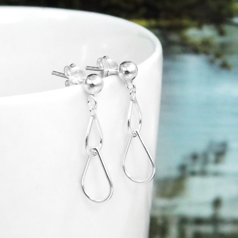 Earrings Water Dripping Sterling Silver Earrings - 64DESIGN - Earrings & Clip-ons - Sterling Silver Silver