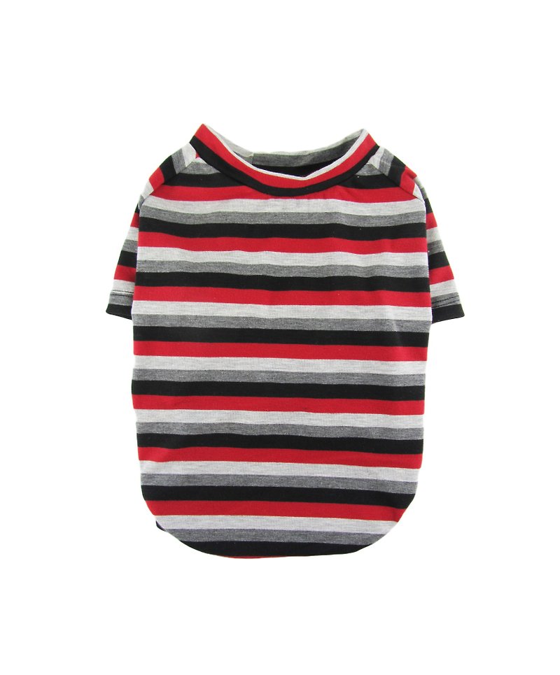 Black Red Gray Striped JERSEY T-shirt, Dog Clothing, Dog Fashion, Dog Apparel - ชุดสัตว์เลี้ยง - วัสดุอื่นๆ หลากหลายสี