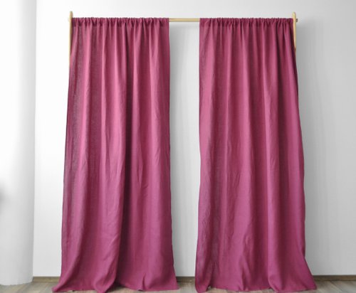 True Things Raspberry regular and blackout linen curtains / Custom curtains / 2 panels