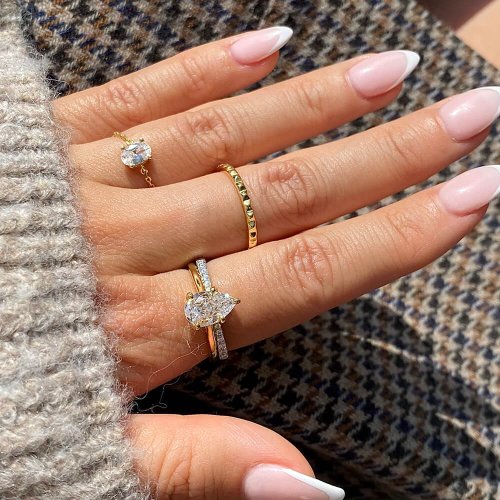Glowy Jewelry 【手作】超閃水滴鋯石925純銀戒指 - 5A 比利時鋯石