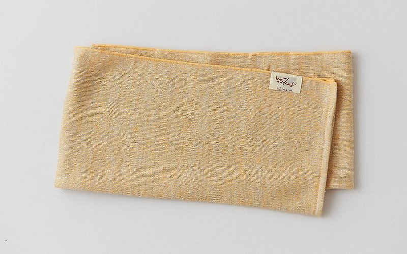 [Stock last 1 point] Linen Knit Stripe Face Towel Yellow × Natural - Fragrances - Cotton & Hemp Yellow