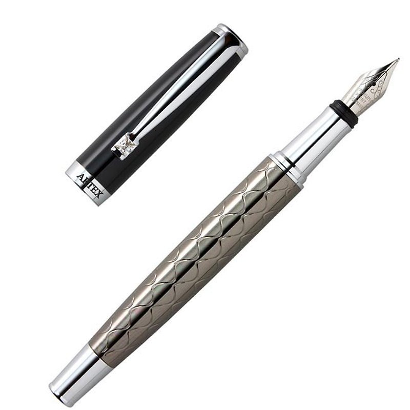 ARTEX Love Wide Pen - Ripple / Bright Black - Fountain Pens - Copper & Brass Black
