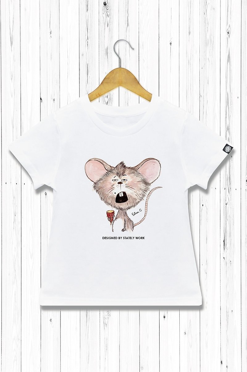 STATELYWORK World-weary Zodiac-Mouse-Boys and Girls White T-shirt - Tops & T-Shirts - Cotton & Hemp White