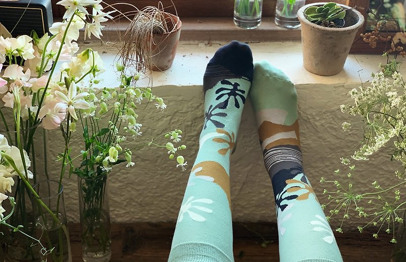 socks_mau / organic cotton / flower / socks / green - Socks - Cotton & Hemp Green
