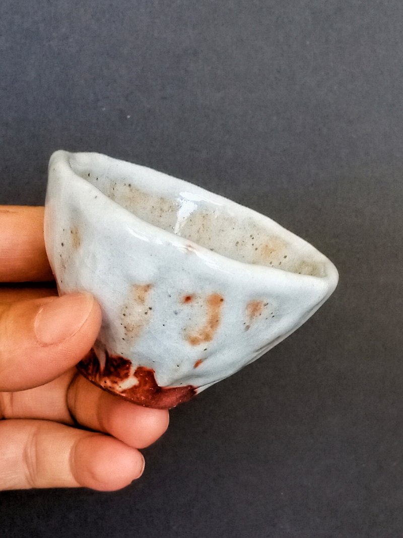 Shino Glaze Small Teacup_Orange White Natural Glaze-- - Teapots & Teacups - Pottery 