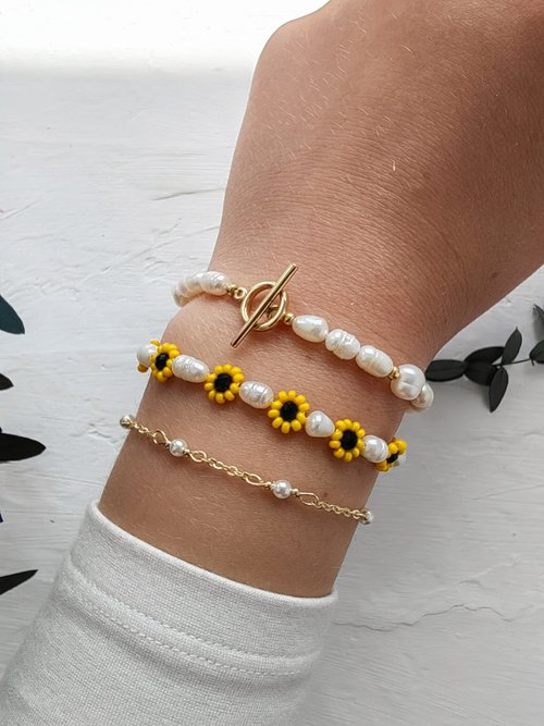 ひまわりカラーのブレスレット＆チャームセット 楽天市場】K14 ひまわり 向日葵 ブレスレット sunflower 14金
