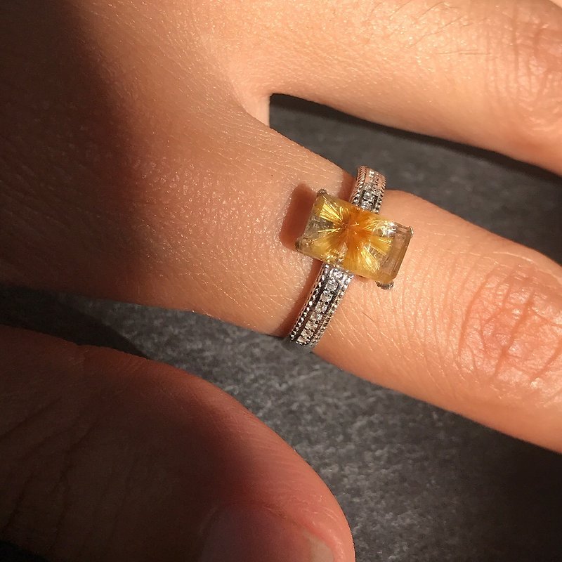 【Lost And Find】Natural star in rutilated quartz 925 ring - General Rings - Gemstone Gold