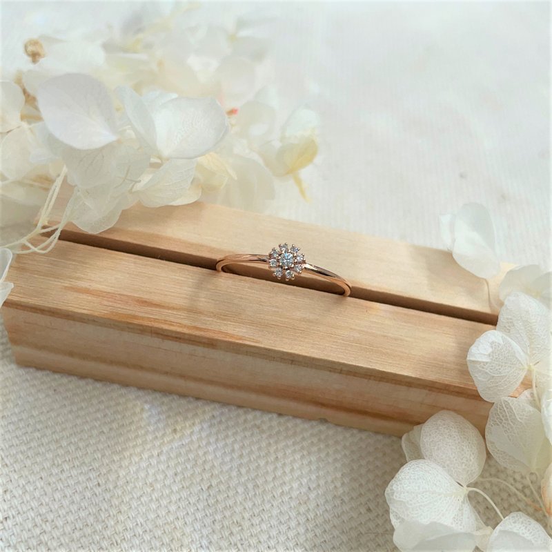 Natural Diamond 18K Gold/750R Rose Gold Ring Light Jewelry S143 - General Rings - Precious Metals Pink