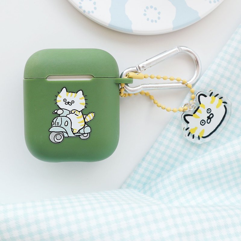 Meow Motorcycle AirPods Cover/Gift Charm - Headphones & Earbuds Storage - Acrylic Green