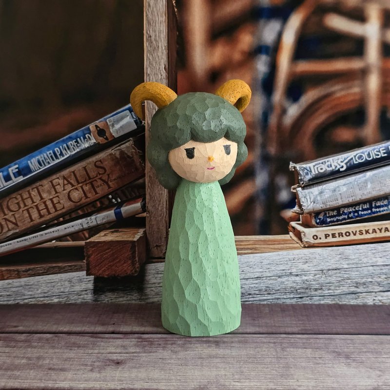 牡羊座 木雕(現貨) - 公仔/玩偶 - 木頭 多色