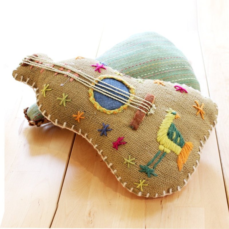 Ukulele Song Cushion - Pillows & Cushions - Cotton & Hemp Brown