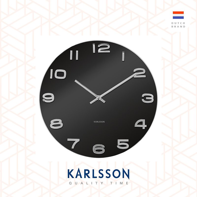 Karlsson, Wall clock Vintage black round glass - Clocks - Glass Black