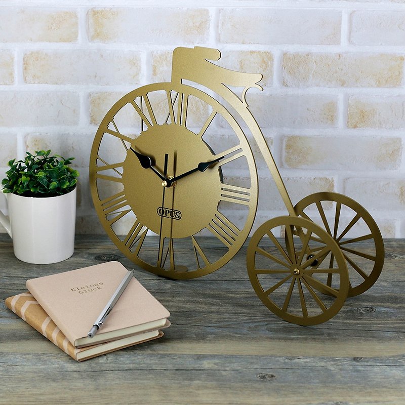 [OPUS Dong Qi Jingong] childhood time - tricycle table clock (bronze gold) / retro style / clock - นาฬิกา - โลหะ สีทอง