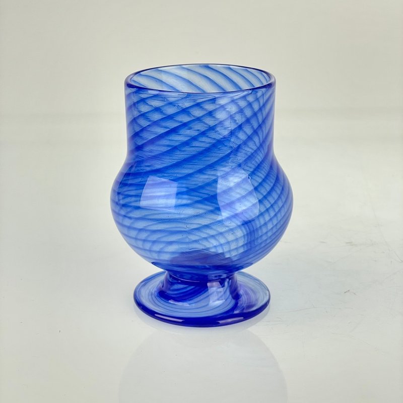 Brandy short stem cup - blue hand-made glass hand-blown - Cups - Glass Blue