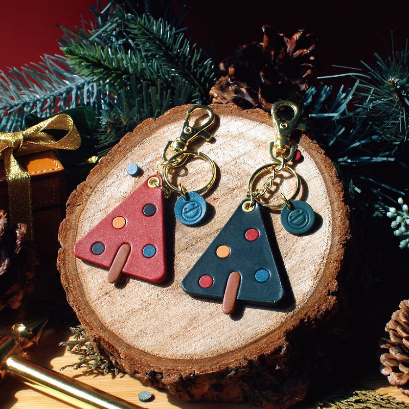 【Christmas gift/exchange gift】Buy tree key ring/single entry sub-bid area - ที่ห้อยกุญแจ - หนังแท้ สีแดง