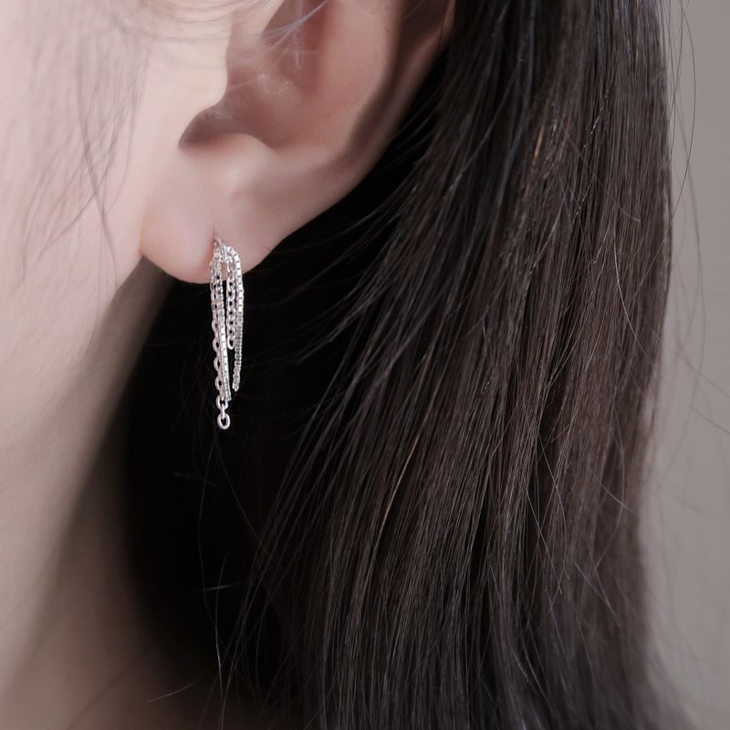 925 Silver Small Tassels Earrings Or Ear Clips - Earrings & Clip-ons - Sterling Silver Gray