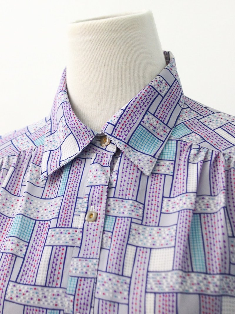 復古日本製粉紫色點點薄防曬古著襯衫 Japanese Vintage Blouse - 女襯衫 - 聚酯纖維 紫色