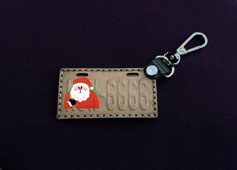 Vehicle barcode leather leisure card holder customized with embossed characters - Charms - Genuine Leather 