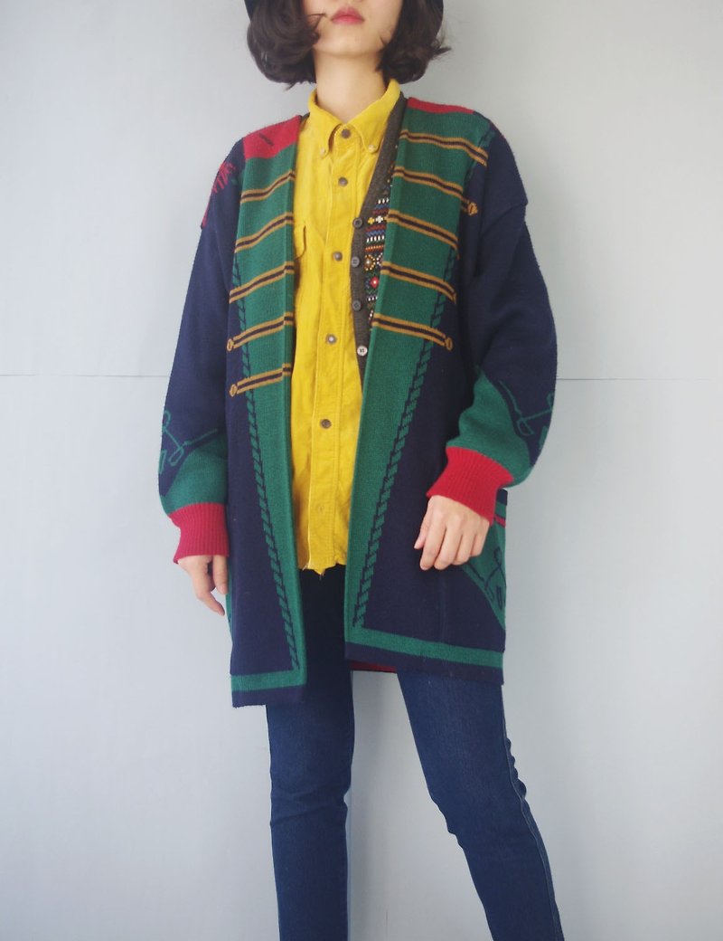Treasure Hunting - Swedish Napoleon Jacket Knit cardigan jacket - สเวตเตอร์ผู้หญิง - ผ้าฝ้าย/ผ้าลินิน หลากหลายสี