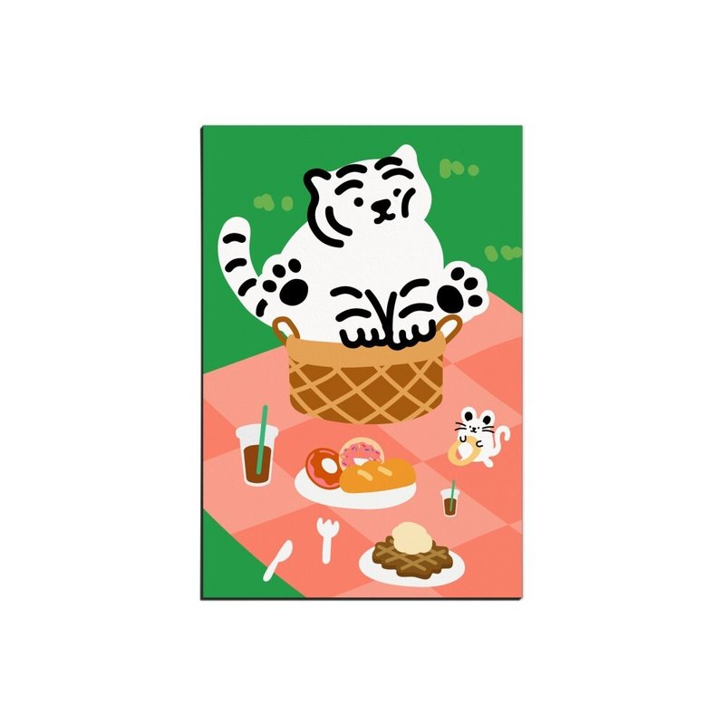 躺肥虎 野餐 插畫 明信片 - 卡片/明信片 - 紙 