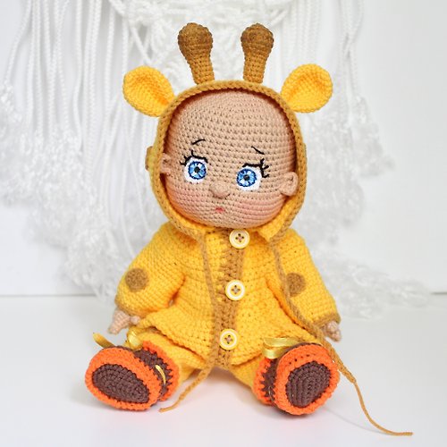 ZiminaDoll Doll boy crochet pattern Amigurumi doll giraffe costume pattern PDF in English