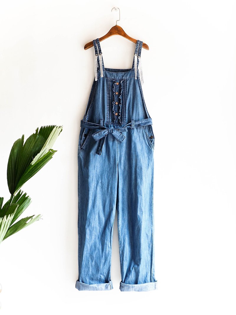 Heshui Mountain - Youth Summer Garden Dream with Daning Sling Trousers / Light Blue - Overalls & Jumpsuits - Cotton & Hemp Blue